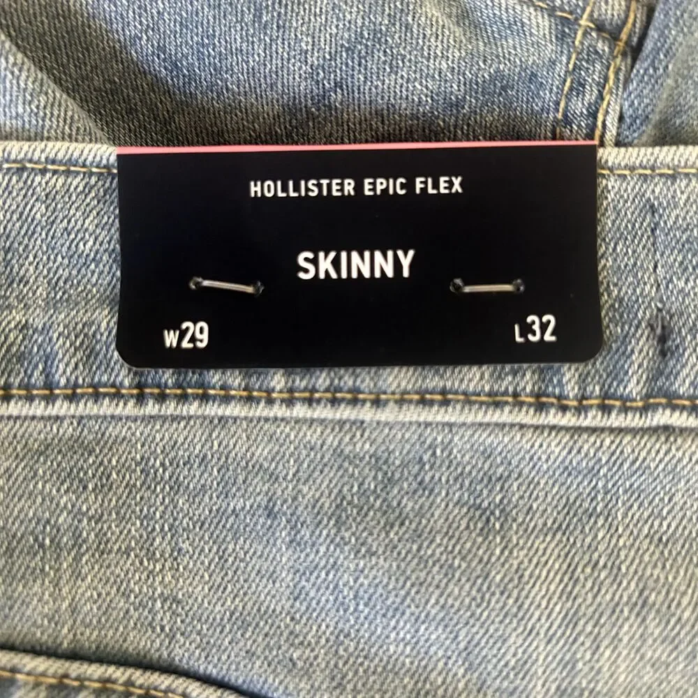 New HOLLISTER Jeans‎ Mens 29W x 32L Skinny Epic Flex Blue Stretch Classic Modern